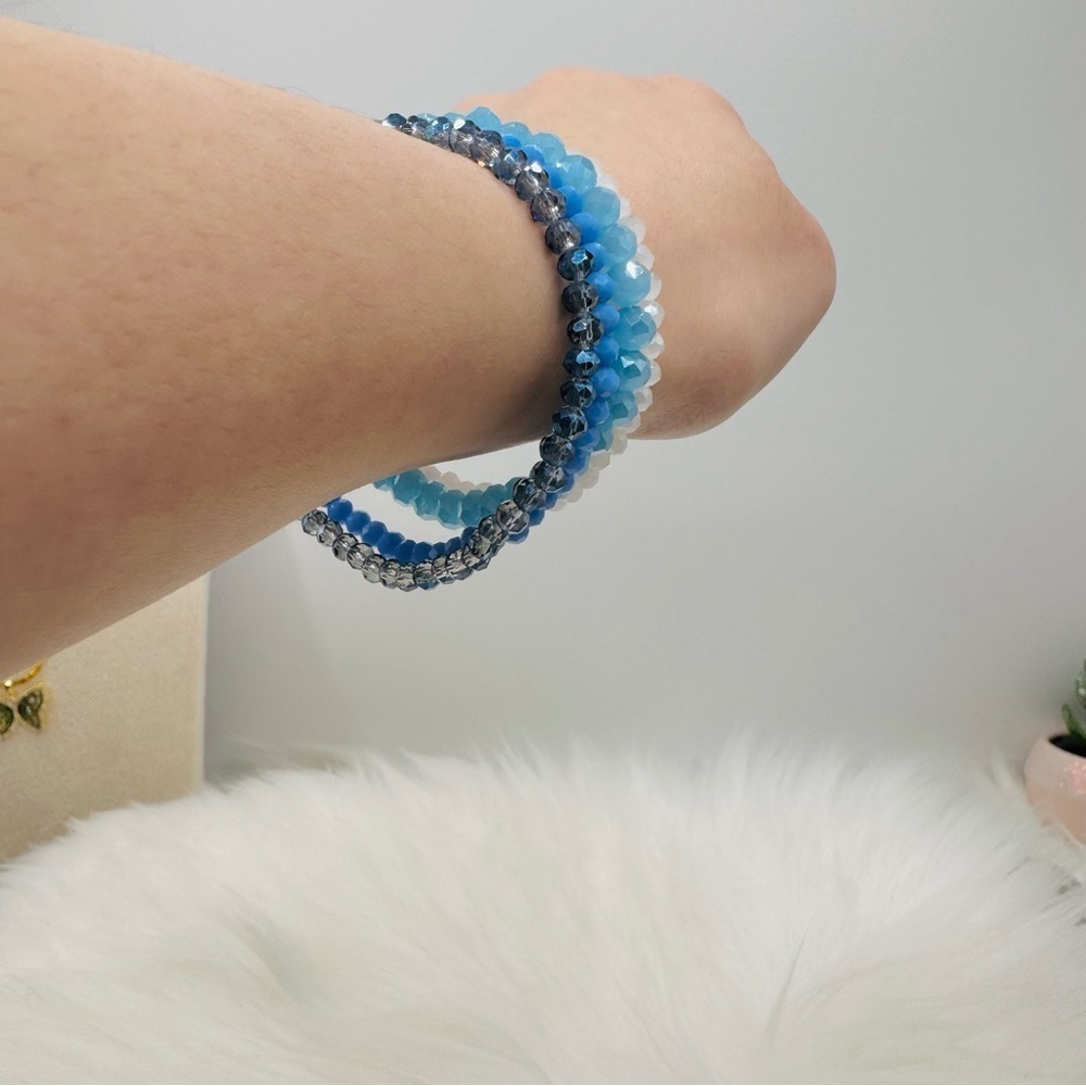 Stainless Steel Cross beaded Arm Candy Bracelet - Blue Sky Theme - Picture 8 of 8
